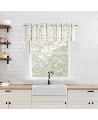 Ridgewood Floral Stripe Semi-Sheer Rod Pocket Kitchen Curtain Tier Pair