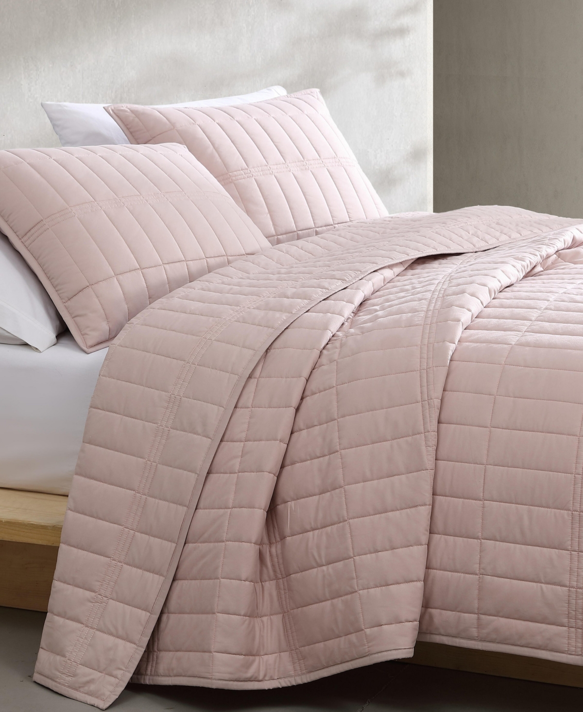 Calvin Klein Washed Percale Solid Cotton 2-pc. Quilt Set, Twin In Pink
