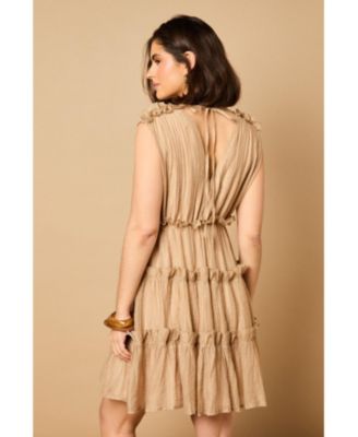 Women's Tiered Detail V-Neck Mini Dress