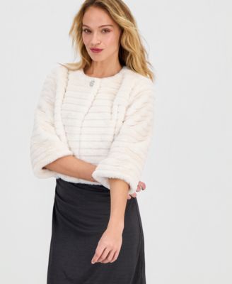 Women's 3/4-Sleeve Faux-Fur Jacket