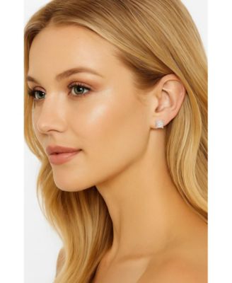 Half Carat Princess Cut Cubic Zirconia Stud Earrings