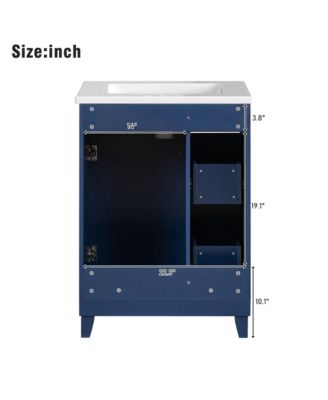24" Bathroom Vanity Cabinet with Ceramic Sink, 2 Drawers and 1 Storage Door