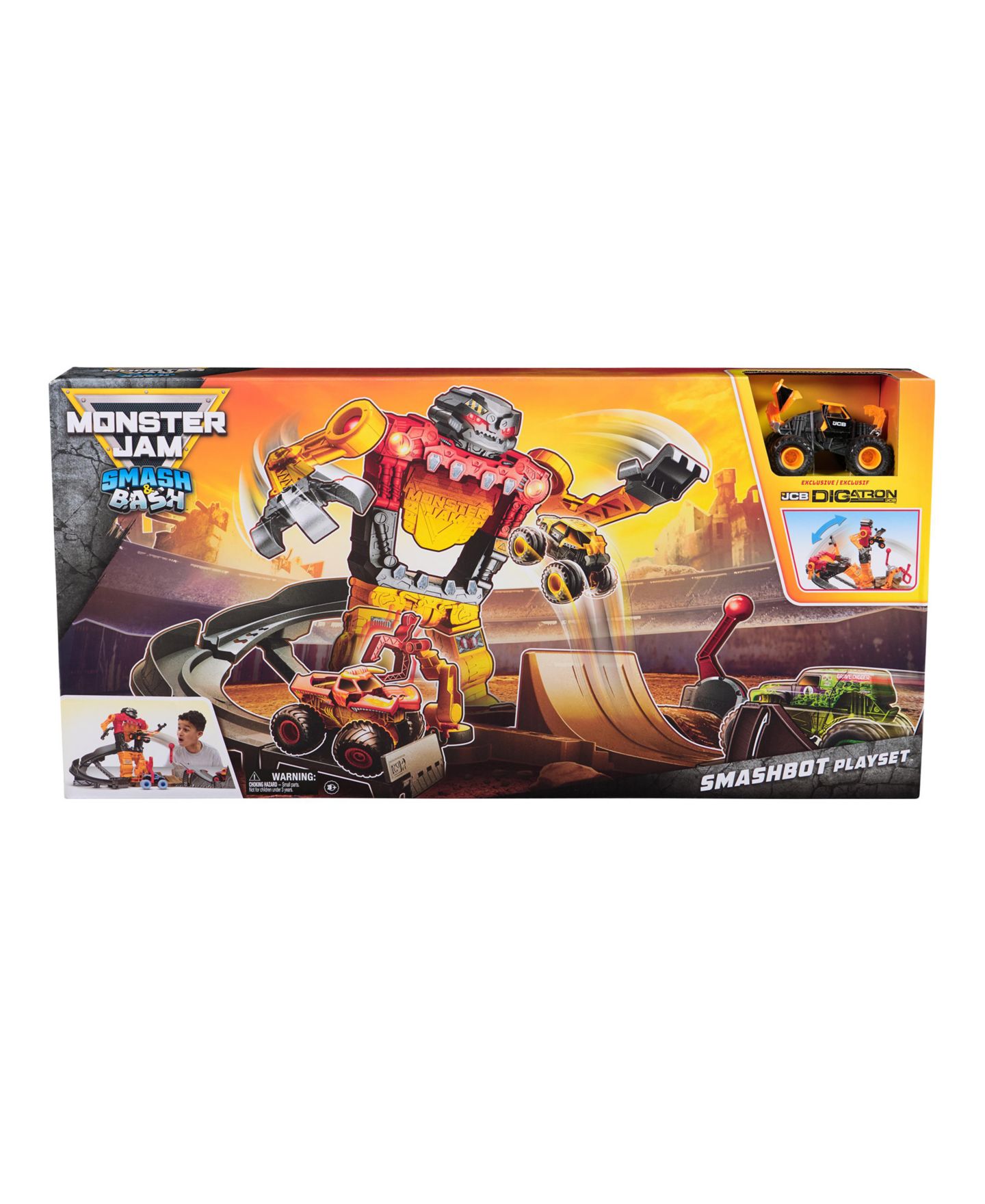 Детский игровой набор Monster Jam Smash & Bash 15-Inch Smash Bot Rebuildable Multi-Piece Playset, Ages 3+ — фото 7