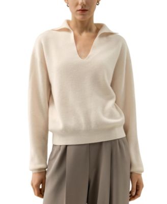 Women's Ribbed Cashmere Polo Sweater