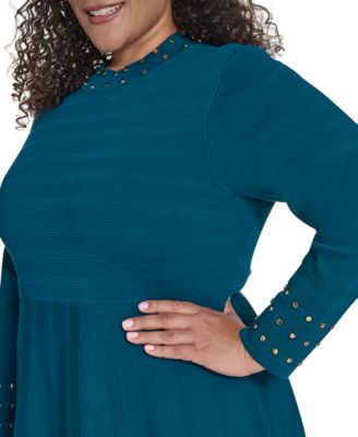 Plus Size Studded Mock-Neck Dress