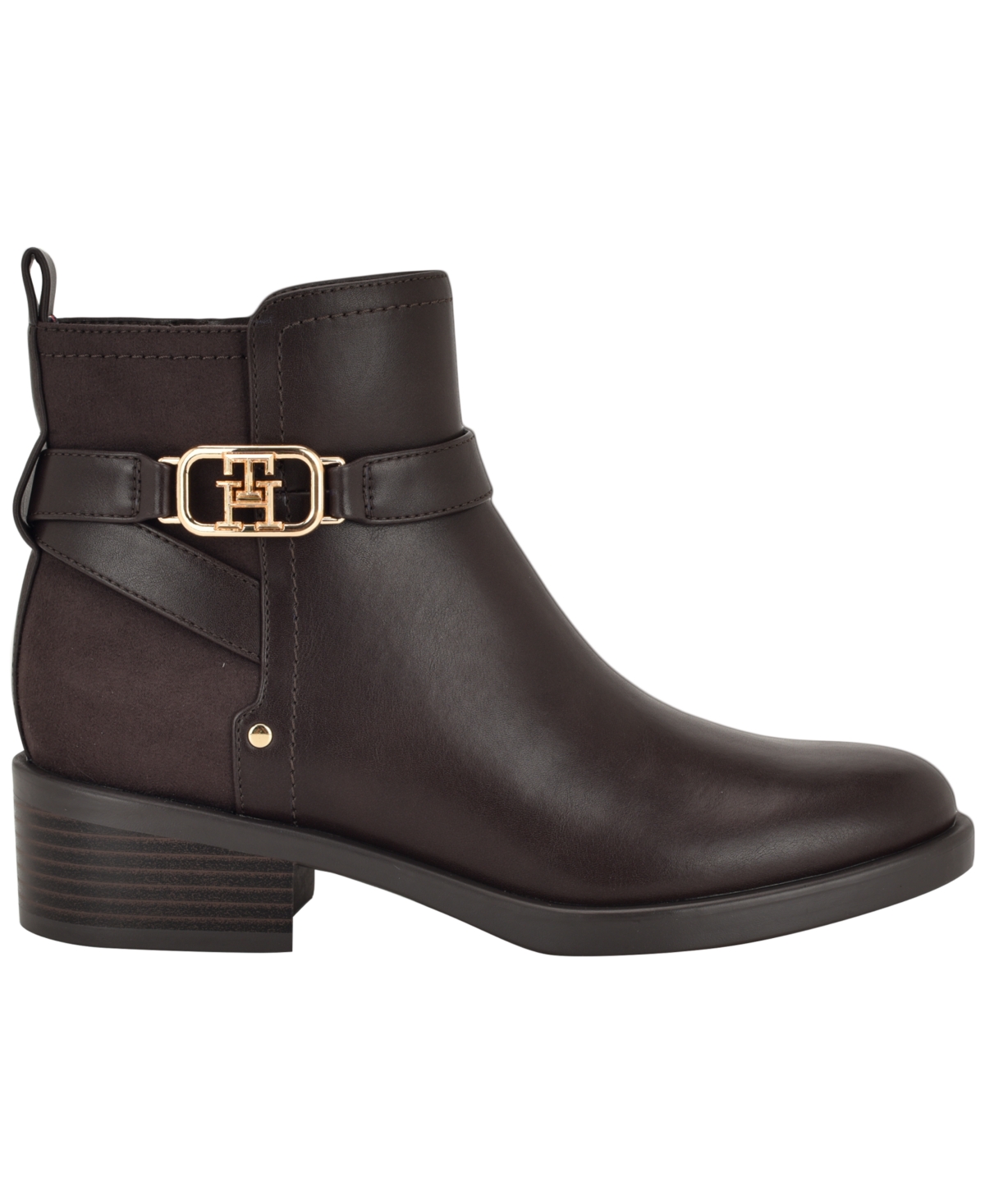 Tommy Hilfiger Women's Ivaide Logo Strap Block Heel Booties In Brown