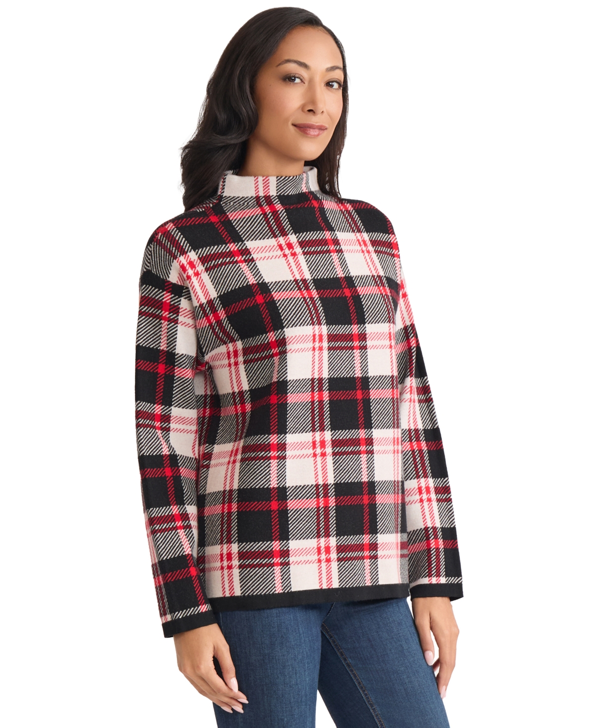 Jones New York Funnel Mock Neck Sweater In Multi