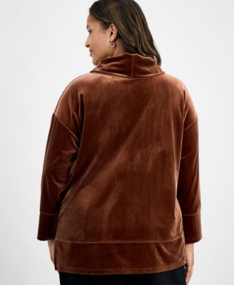 Plus Size Velour Cowl-Neck Top