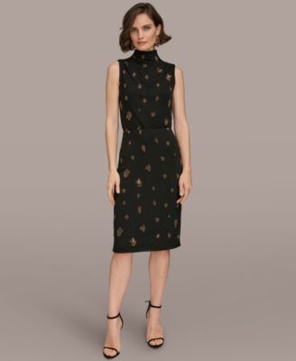 Women's Metallic Bead Embellished Pencil Skirt