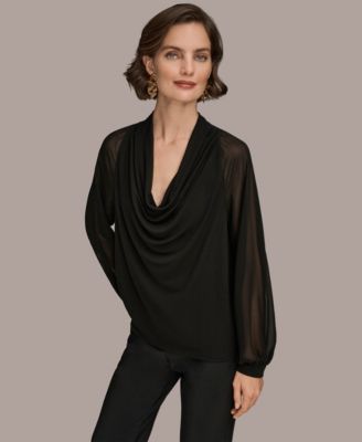 Women's Long Sleeve Mix Media Top