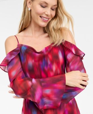 Women's Ruffled Cold-Shoulder Dress, Macy's Exclusive