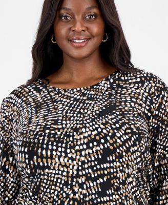 Plus Size Printed 3/4-Sleeve Top