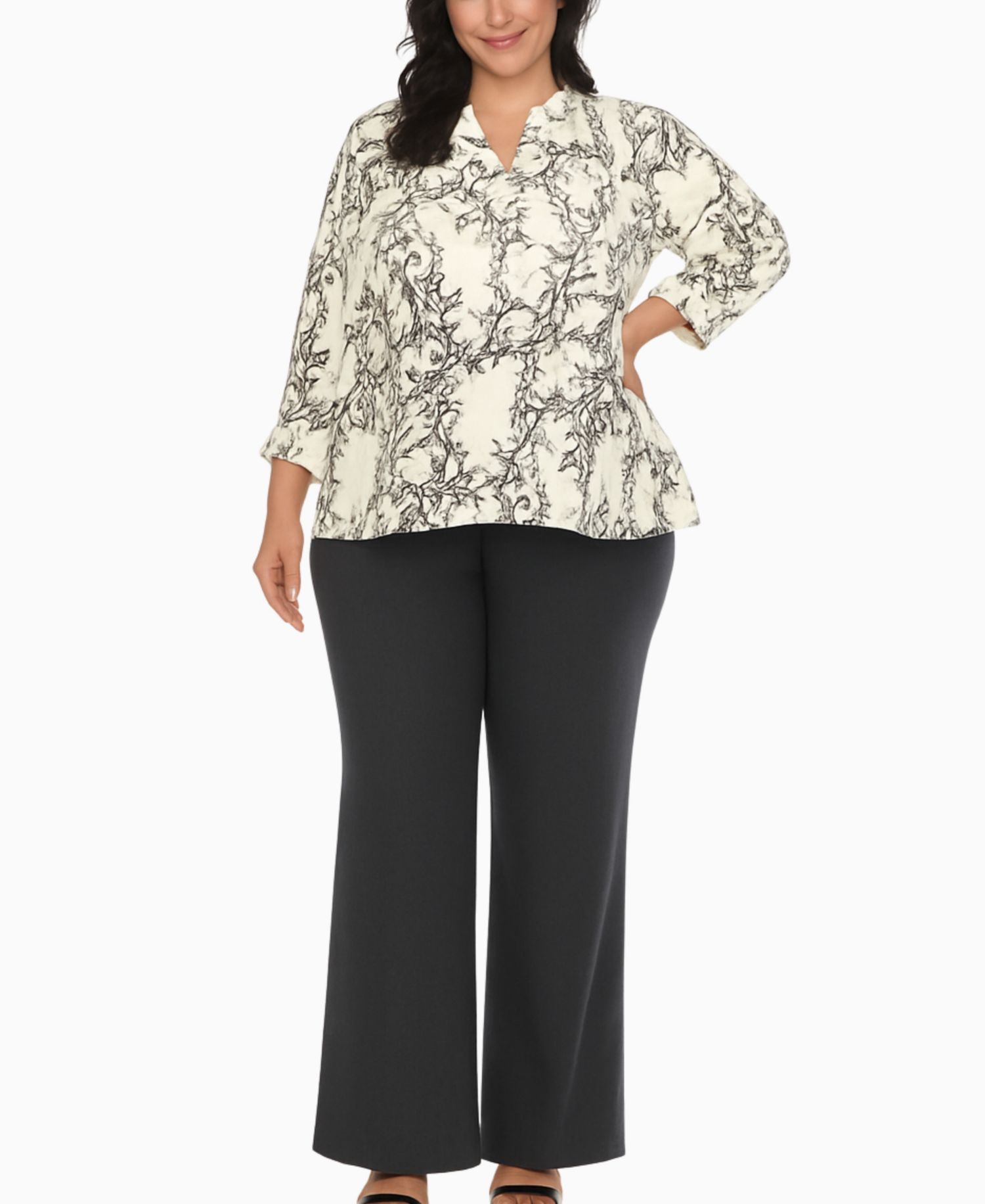 Plus Size Floral Print Tunic and Palazzo Pants Matching Set