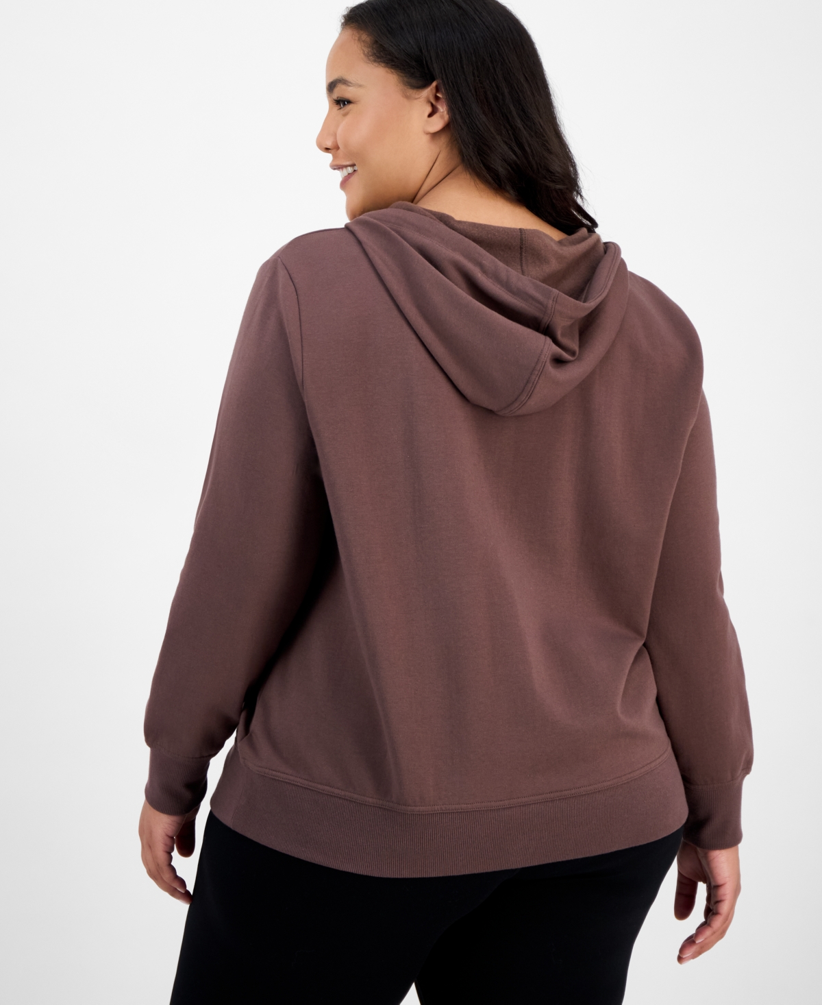 Id Ideology Plus Size Relaxed Full-zip Fleece Hoodie, Created For Macy's In Brown