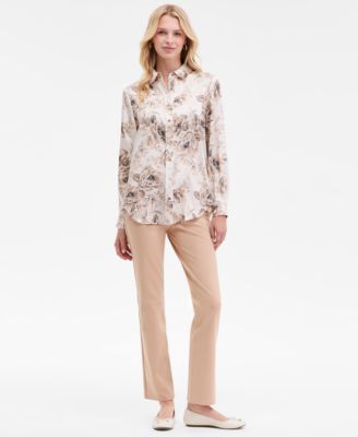 Women's Long Sleeve Button-Front T-Shirt