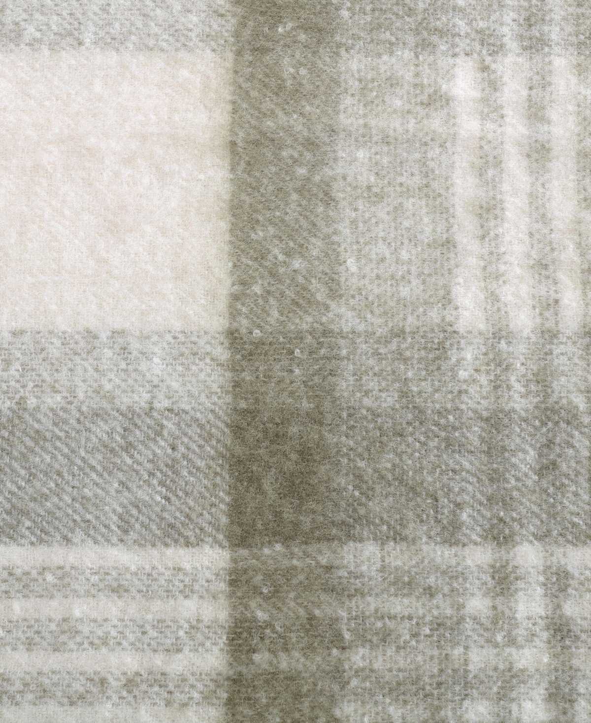 Eddie Bauer Plaid Faux Mohair Throw, 60" X 50" In Green