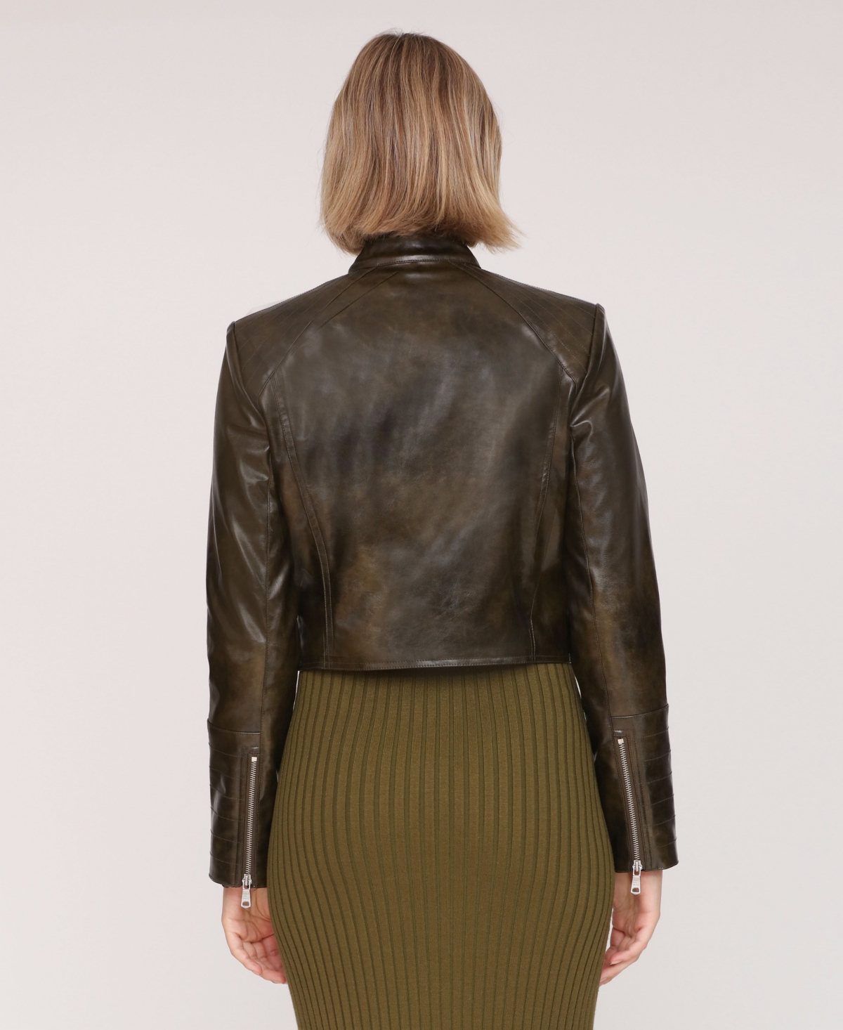 Avec Les Filles Women's Cropped Moto Jacket In Brown