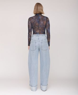 Women's Rolled Cuff Barrel Leg Jeans