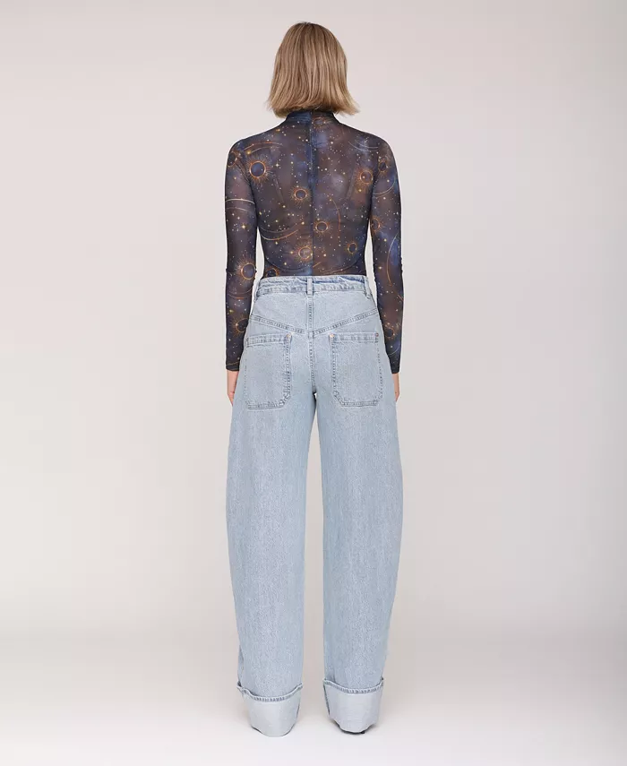 Women's Rolled Cuff Barrel Leg Jeans - thumbnail 6