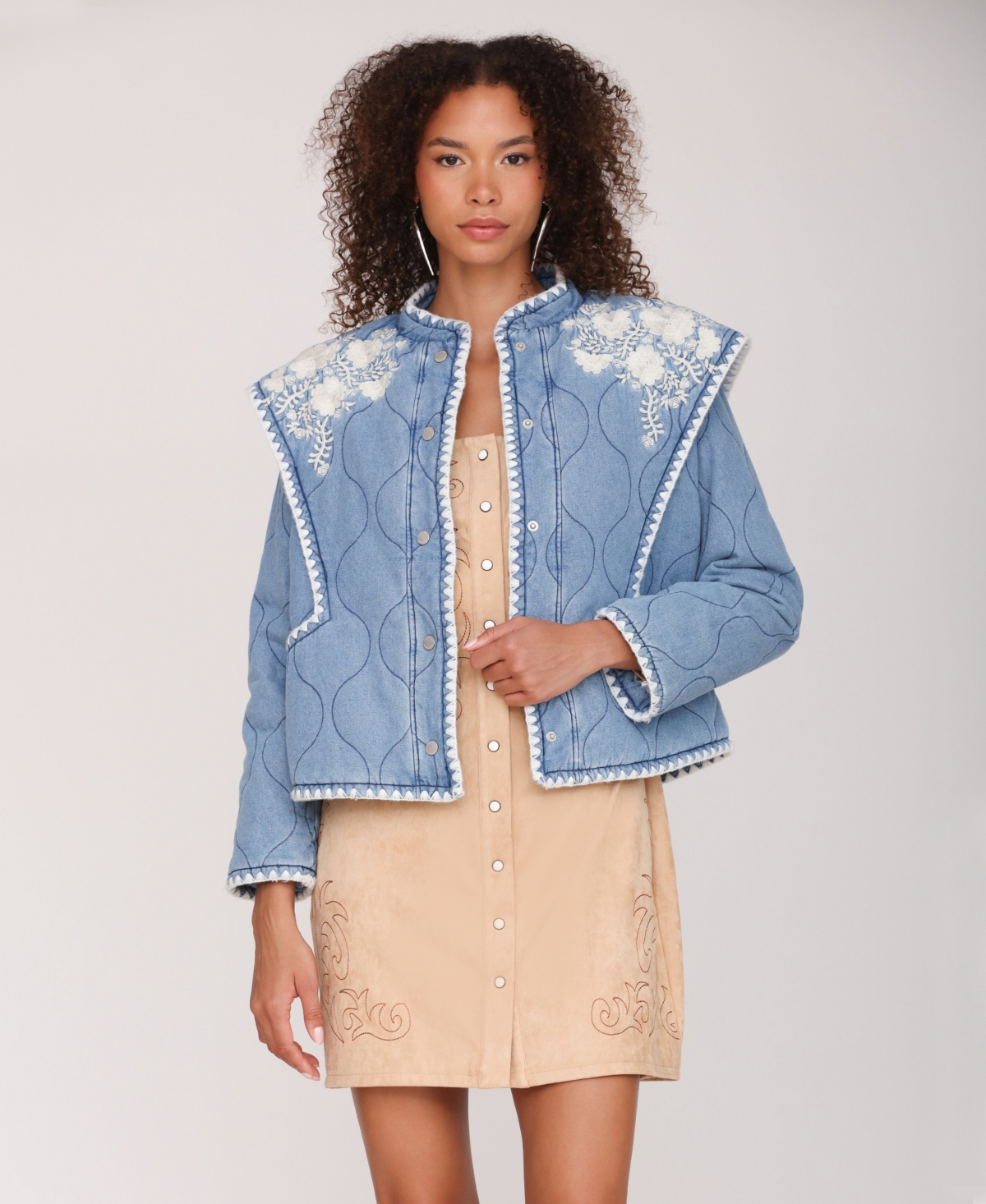 Avec Les Filles Women's Shoulder Flang Quilted Jacket