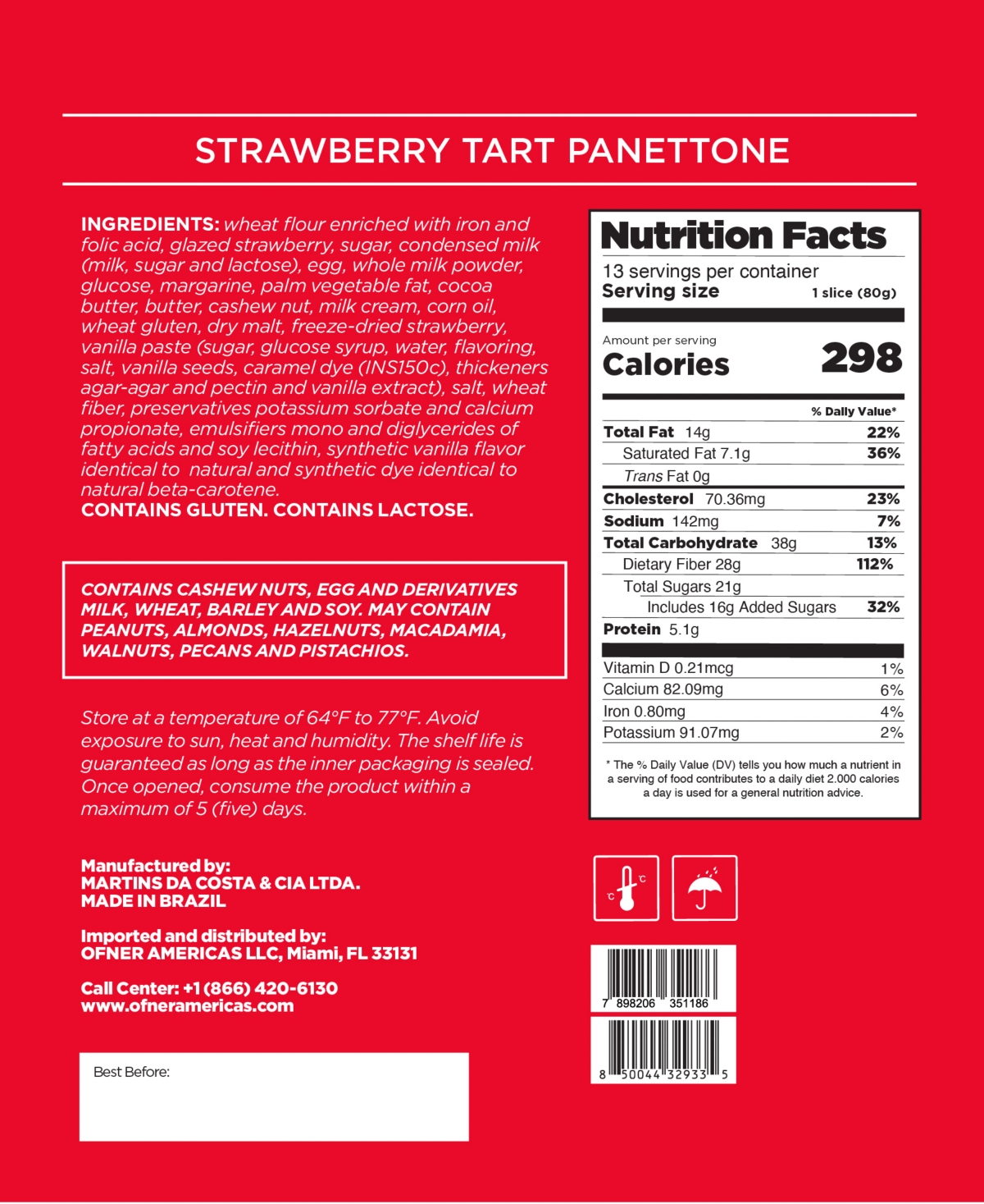 Ofner Strawberry Tart Panettone, 35.27 oz In Transparent