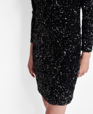 Women's Long Sleeve Sequin Shift Dress