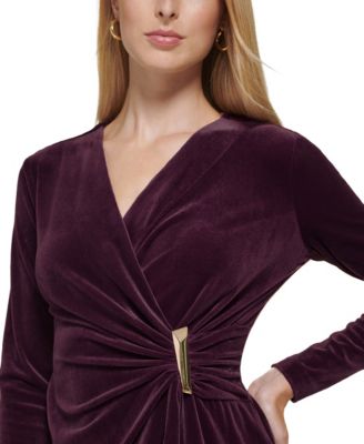 Women's Velvet Side Bar Trim Dress