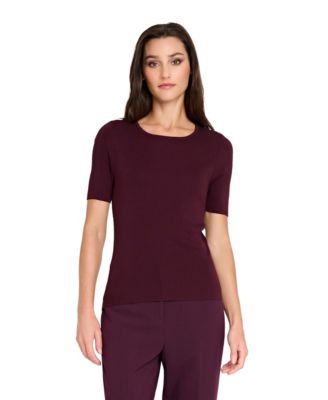 Tahari ASL - Women's Fine-Rib Crewneck Sweater T-Shirt