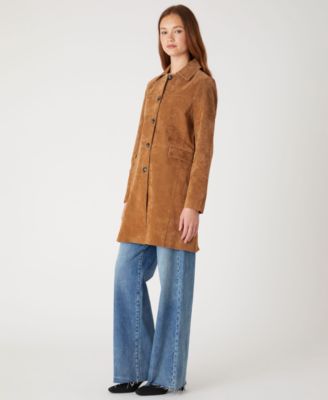 Women's Suede Collared Trench Coat