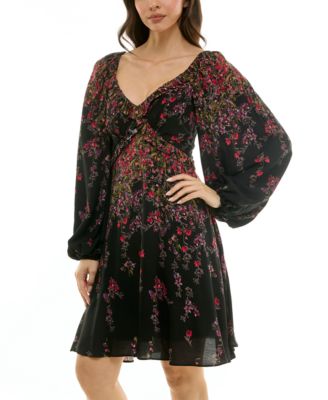 Petite V-Neck Fit and Flare Dress