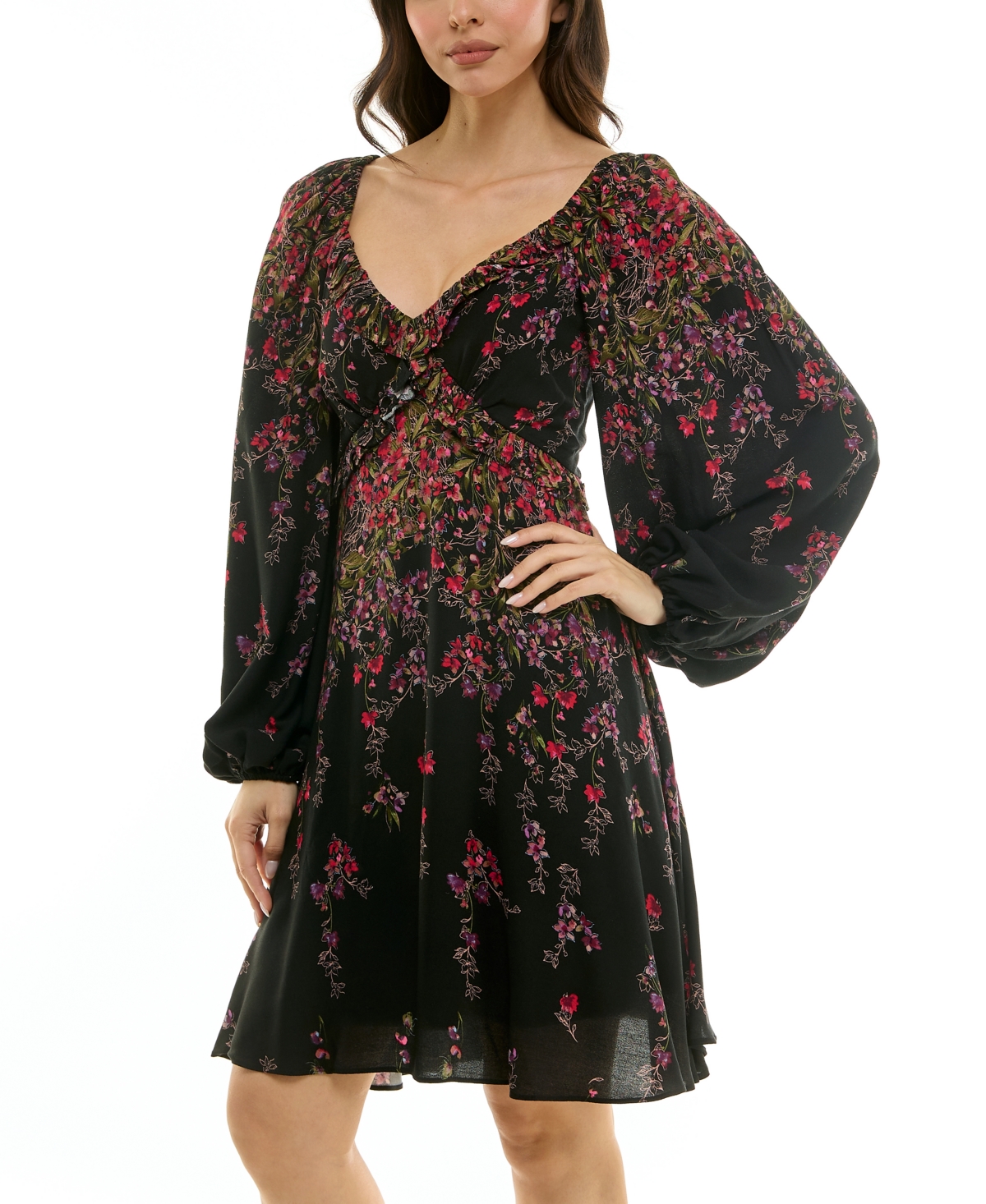 Taylor Petite V-neck Fit And Flare Dress In Multi