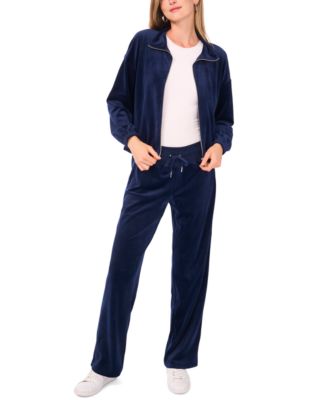 Women's Velour Zip-Front Mock Neck Jacket