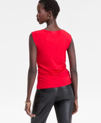 Women's Short-Sleeve Ruched Boatneck Top, Macy's Exclusive