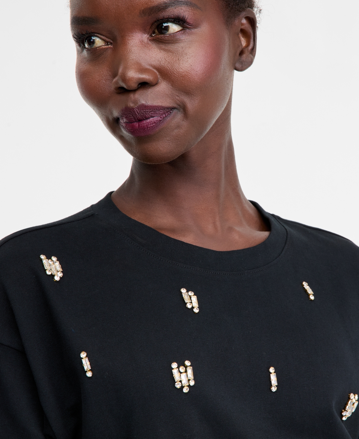 I.n.c. International Concepts Women's Cotton Embellished Tee, Macy's Exclusive