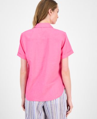 Women's Cuffed Short-Sleeve Camp Shirt