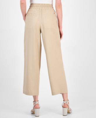 Women's Drawstring-Waist Pull-On Linen Pants