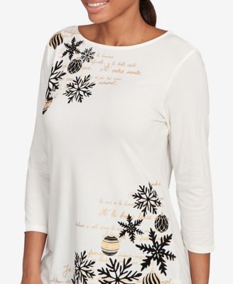 Petite Snowflake Script Knit Top
