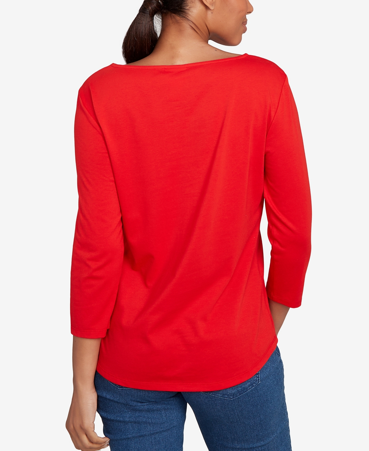 Ruby Rd. Petite Happy Howlidays Knit Top In Red