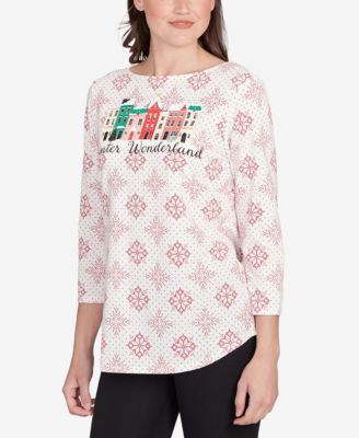 Petite Winter Wonderland Snowflake Knit Top