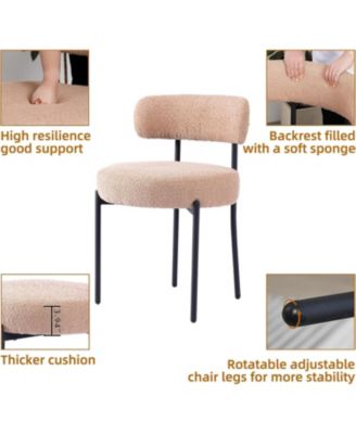 Kitchen Chairs Mid-Century Modern Dining Chairs Set of 2, Kitchen Dining Room Chairs, Boucle Upholstered Wishbone Dining Chair