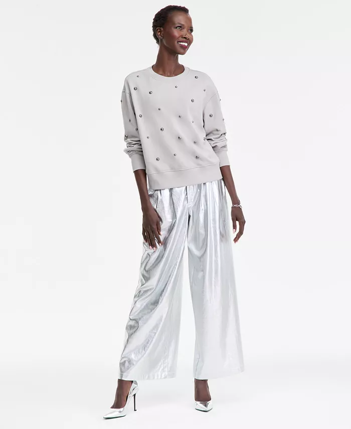 Women's Studded French Terry Sweatshirt - thumbnail 4