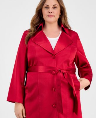 Women's Plus Size Button Front Trench Jacket