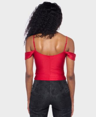 Juniors' Spaghetti Strap Off-The-Shoulder Top