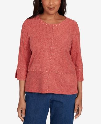 Women's Sunset Canyon Embellished Spliced Solid Top