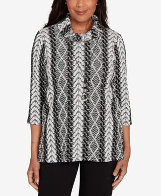 Women's Jet Setter Cable Jacquard Knit Top with Necklace