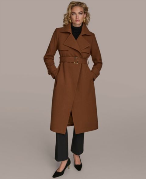Женские куртки Donna Karan New York Women's Belted Notched-Collar Trench Coat