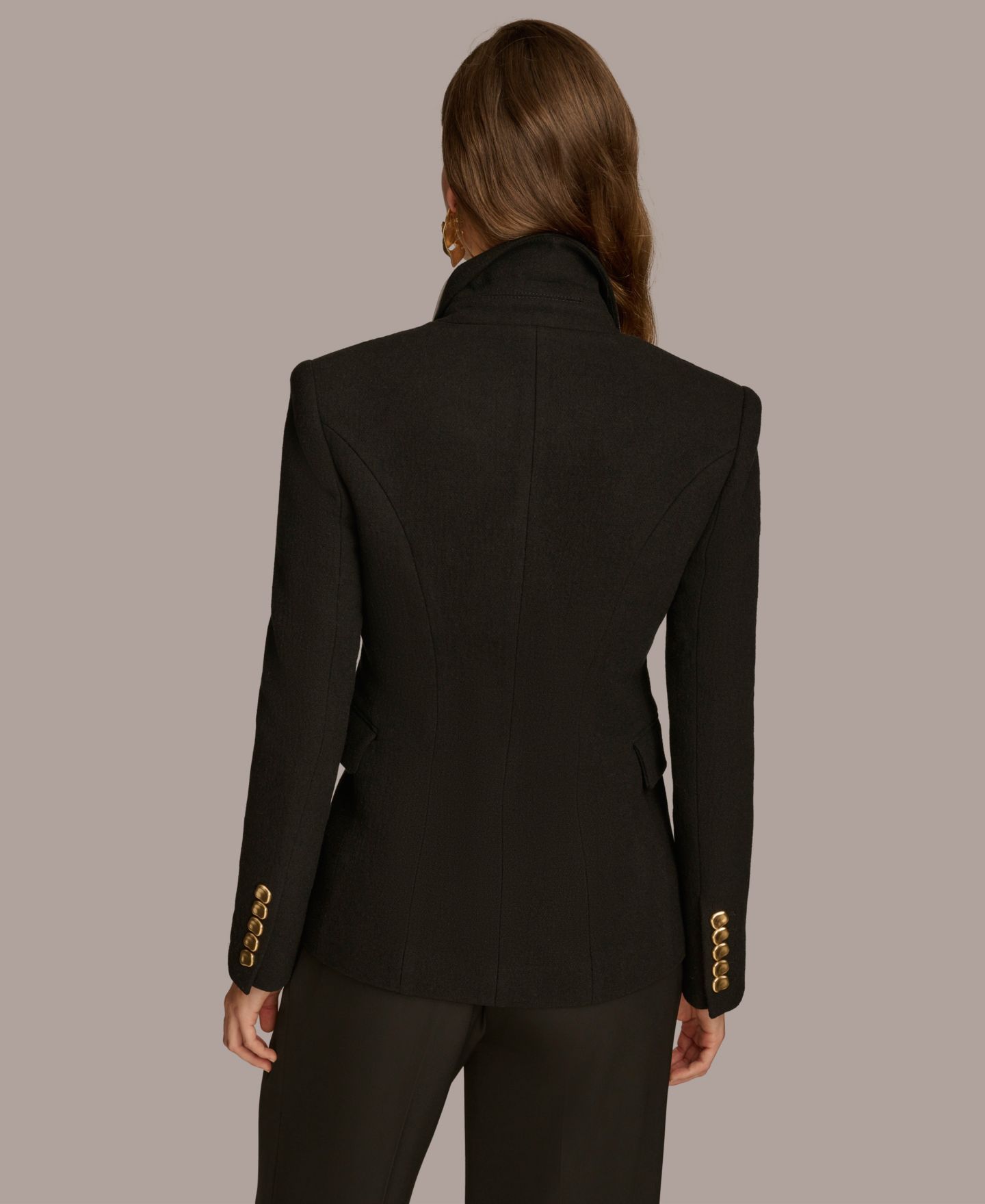 Женский пиджак Donna Karan New York Double Breasted Buttoned Blazer, цвет: Чёрный — фото 2