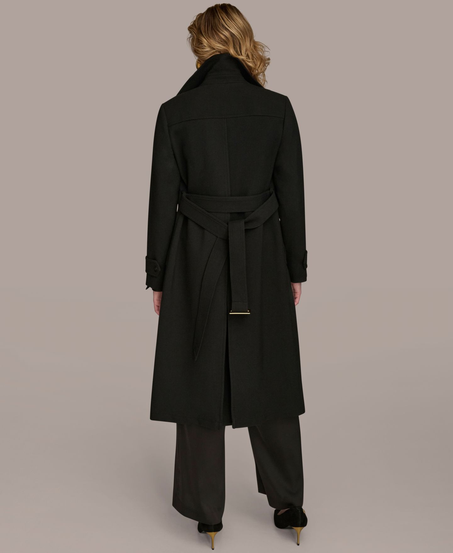 Женское пальто Donna Karan New York Belted Notched-Collar Trench, цвет: Чёрный — фото 5