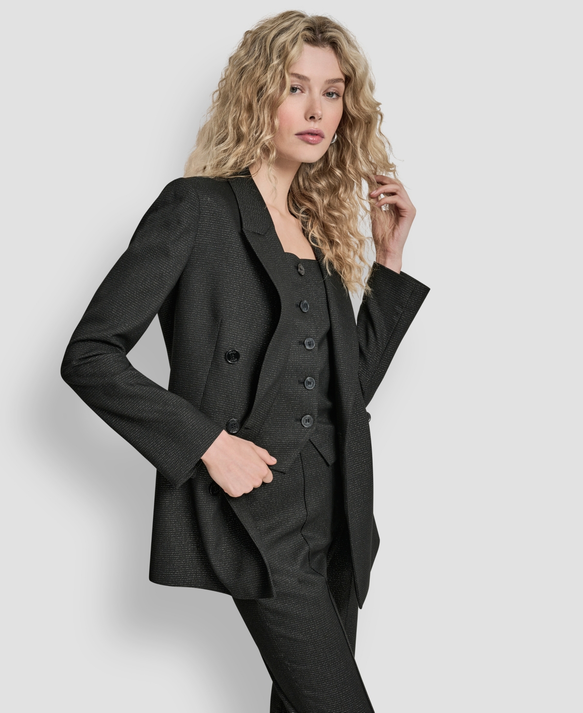 Dkny Women's Double Breasted Long Sleeve Blazer