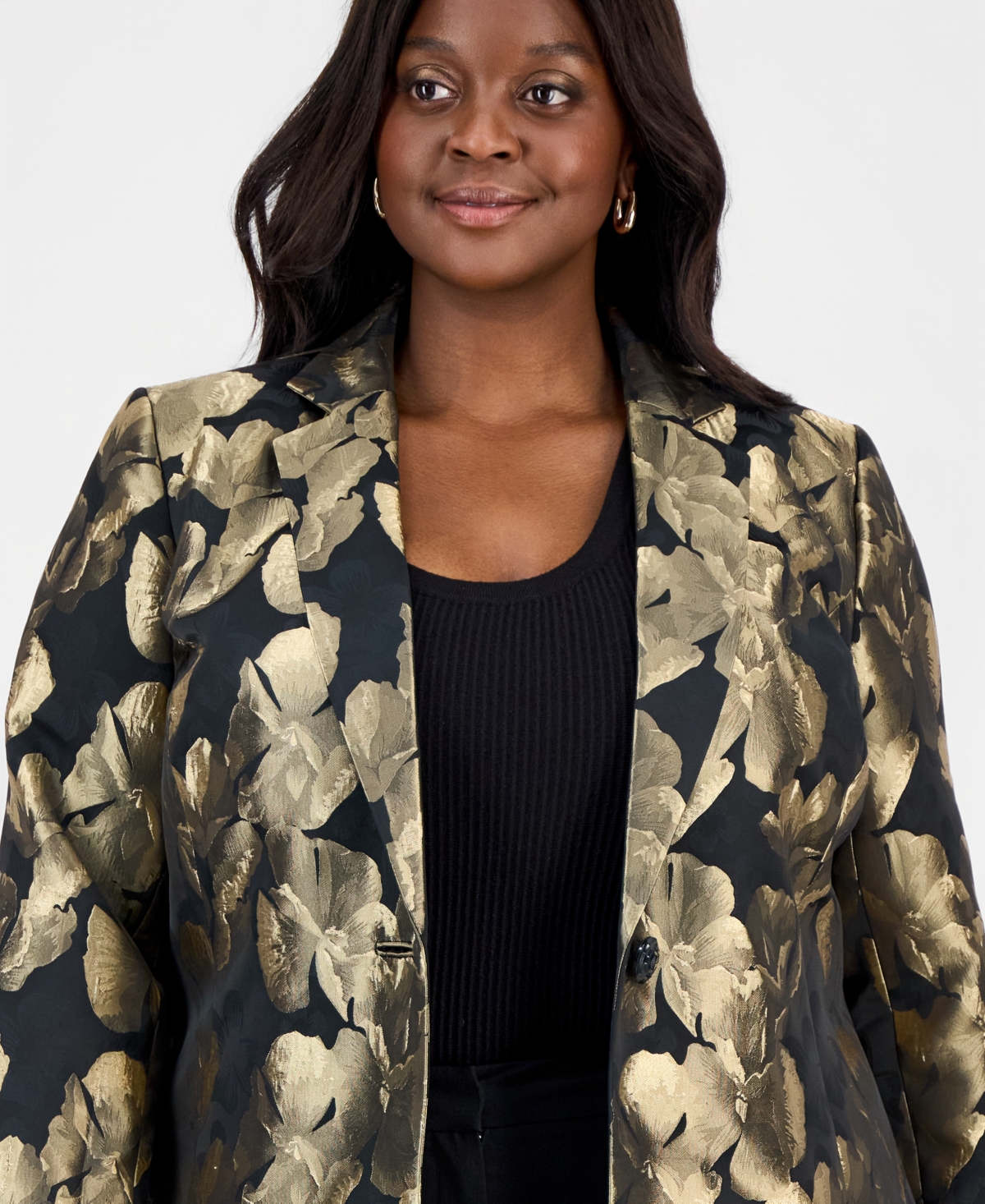 Kasper Plus Floral Jacquard Topper Jacket